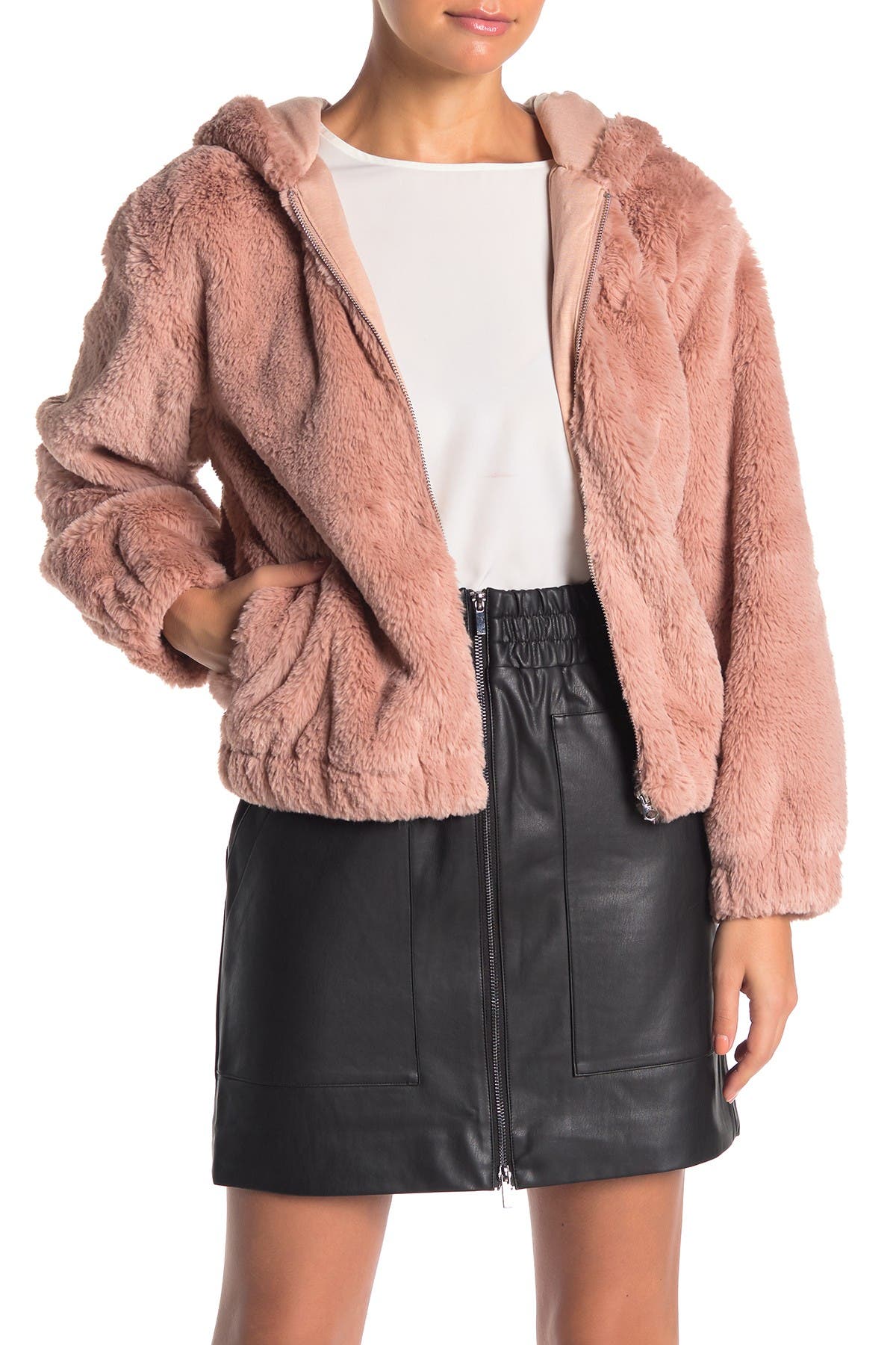 arabella faux fur hooded jacket
