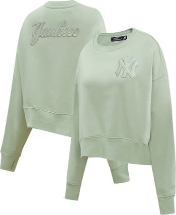 New York Yankees Sweatshirt Womens White Cord Cotton Crewneck