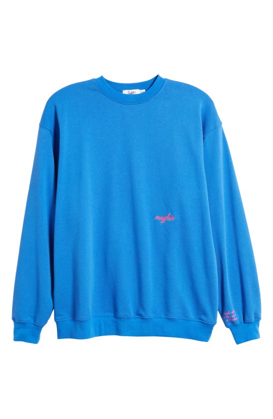 Shop The Mayfair Group You Deserve To Be Happy Oversize Sweatshirt In Royal Blue