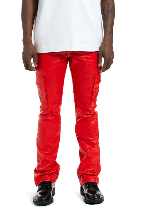 Patent Film Coated Bootcut Cargo Pants