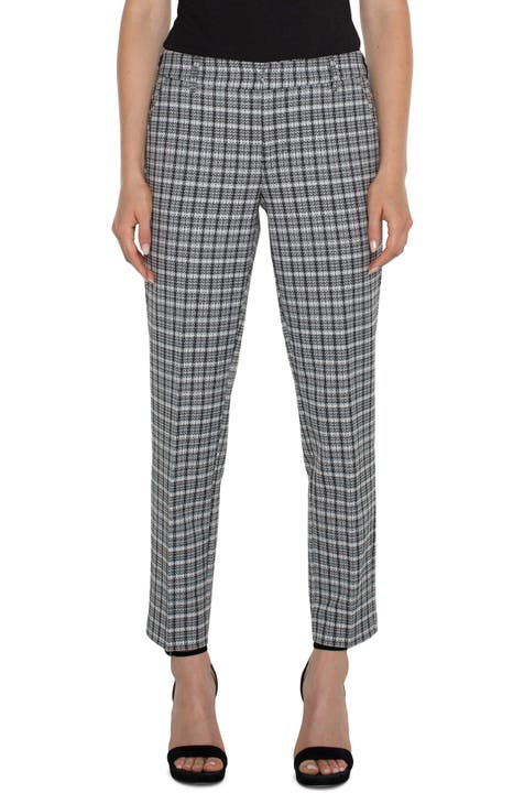 Checkered Leggings with High Waist and Ankle Length