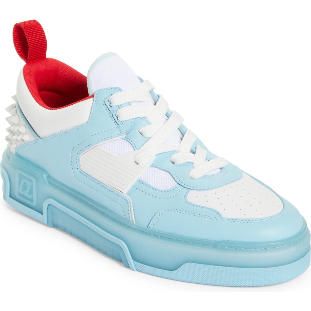 Christian Louboutin Astroloubi Mixed Media Low Top Sneaker In 5709 Mineral/white