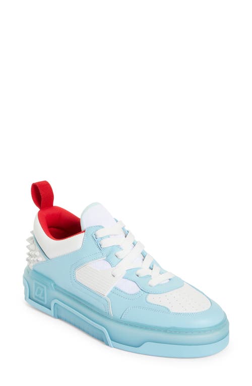 Shop Christian Louboutin Astroloubi Mixed Media Low Top Sneaker In 5709 Mineral/white