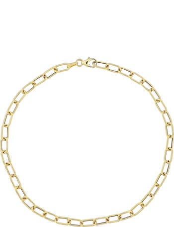 14K Gold Coil Textured Link Anklet