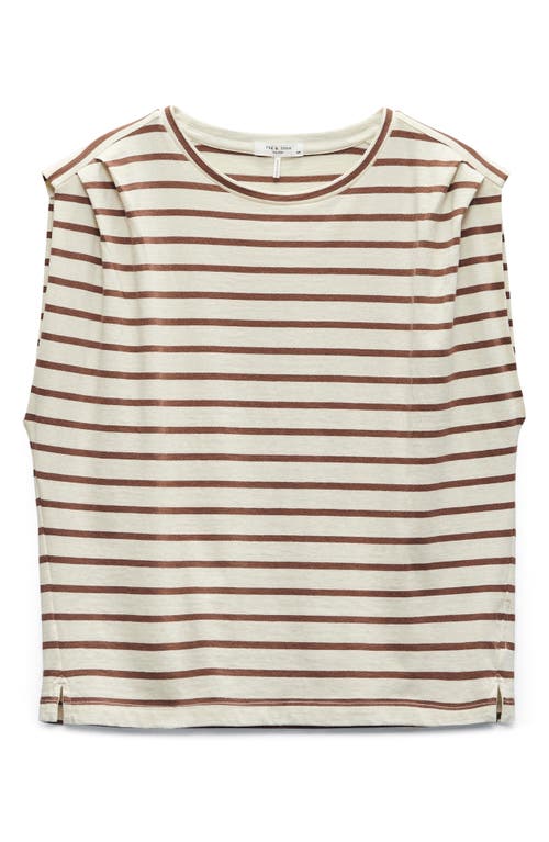 Rag & Bone Mica Stripe Muscle Tee Brwstripe In Brownstripe