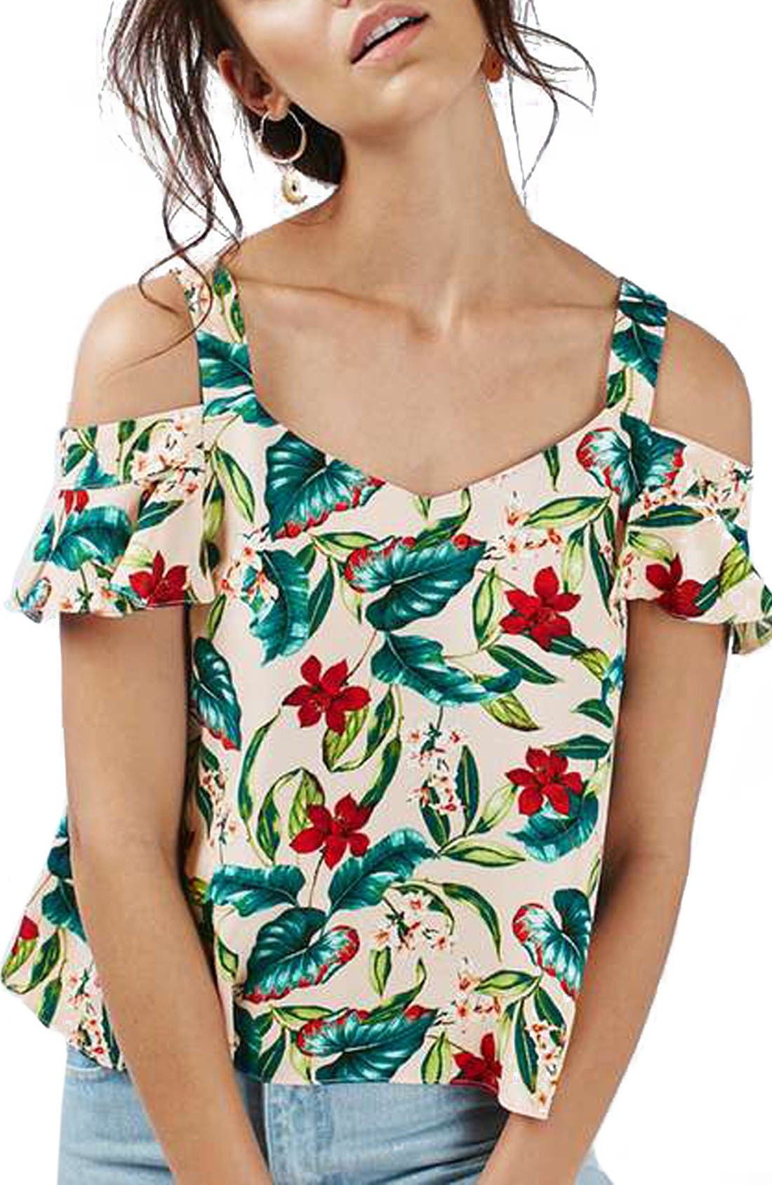 Floral Bardot Top (Petite) Nordstrom