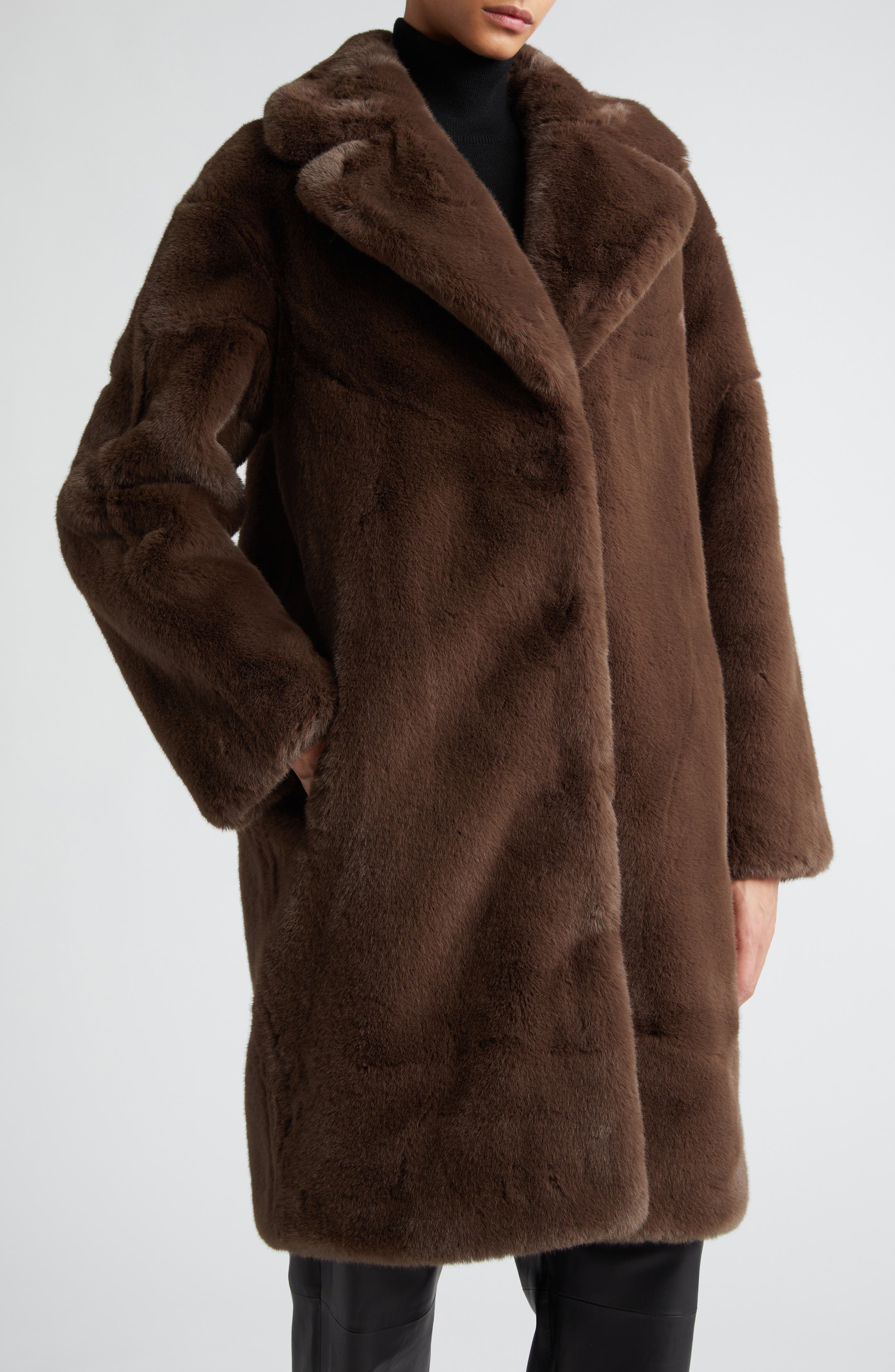 STAND STUDIO faux-shearling button-up coat - Brown