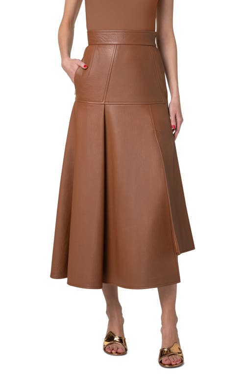 Shop Akris Asymmetric Leather Midi Skirt In Vicuna