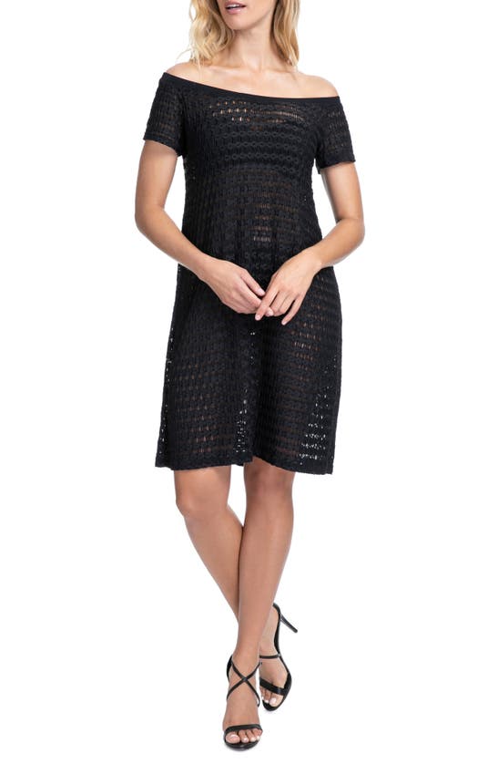 Profile By Gottex Roulette Crochet Cover-up Dress In Black