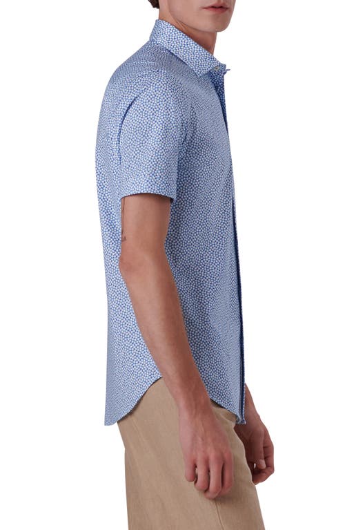 Bugatchi Miles Ooohcotton® Abstract Print Short Sleeve Button-up Shirt In Aqua