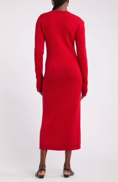 Shop Nordstrom X Harlem's Fashion Row Harbison Long Sleeve Rib Midi Sweater Dress In Red Bloom