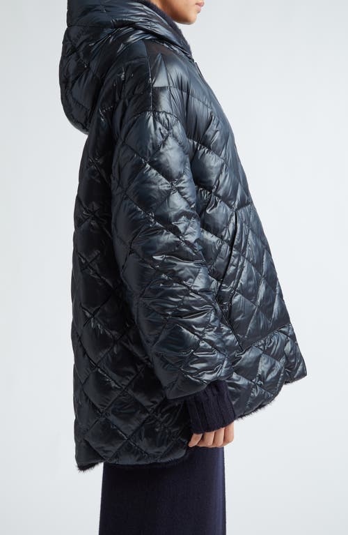 Shop Max Mara Spacefe Reversible Down Coat In Midnight Blue