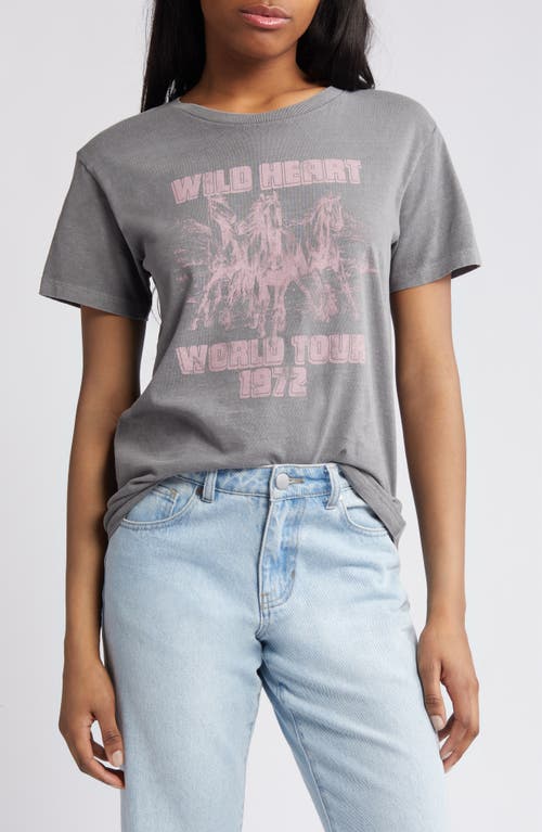 Wild Heart World Tour Cotton Graphic T-Shirt in Pink/Charcoal Grey