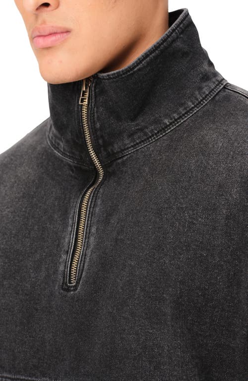 Warp & Weft Denim Pullover Windbreaker Jacket In Black In Cliffside