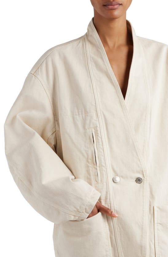 Shop Isabel Marant Ikena Oversize Double Breasted Cotton Twill Jacket In Ecru