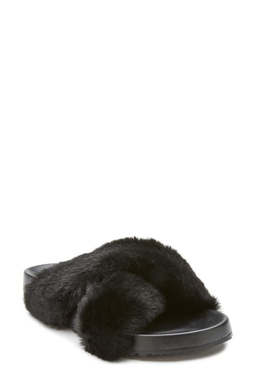 Coconuts by Matisse Seasons Faux Fur Slide Sandal in Black Faux Fur