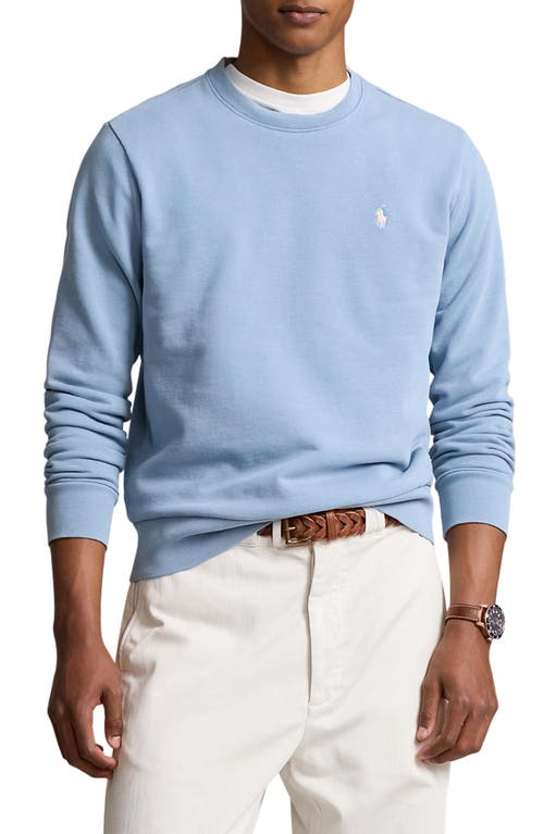 Shop Polo Ralph Lauren Embroidered Logo Cotton French Terry Sweatshirt In Channel Blue