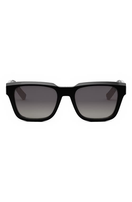 Dior 'b23 S1i 53mm Rectangular Sunglasses In Shiny Black/smoke Polarized