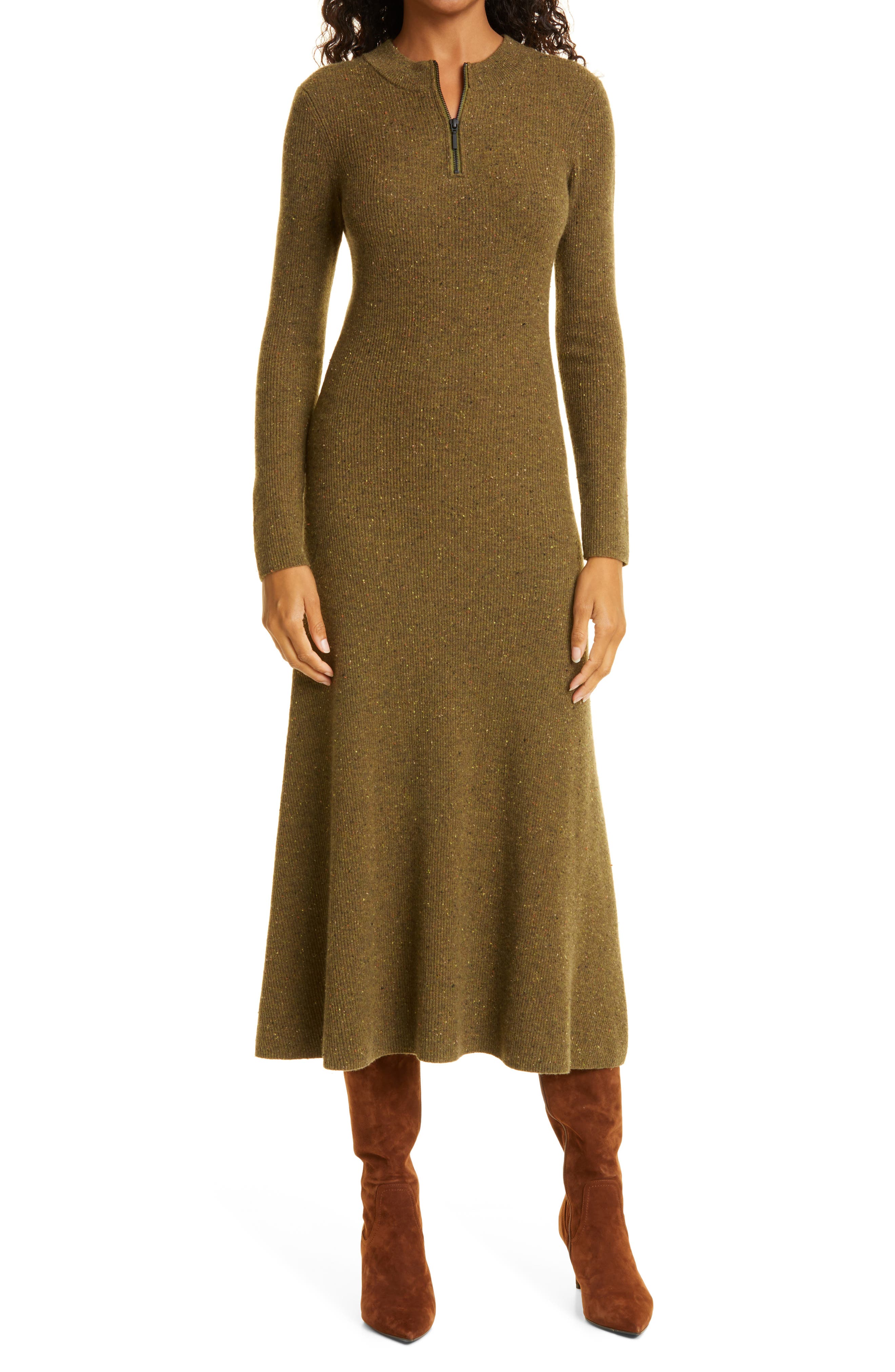 Long Sleeve Cashmere Sweater Dress 