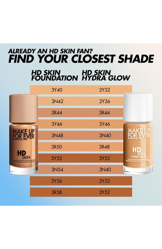 Shop Make Up For Ever Hd Skin Hydra Glow Skin Care Foundation With Hyaluronic Acid In 4y70 - Warm Espresso