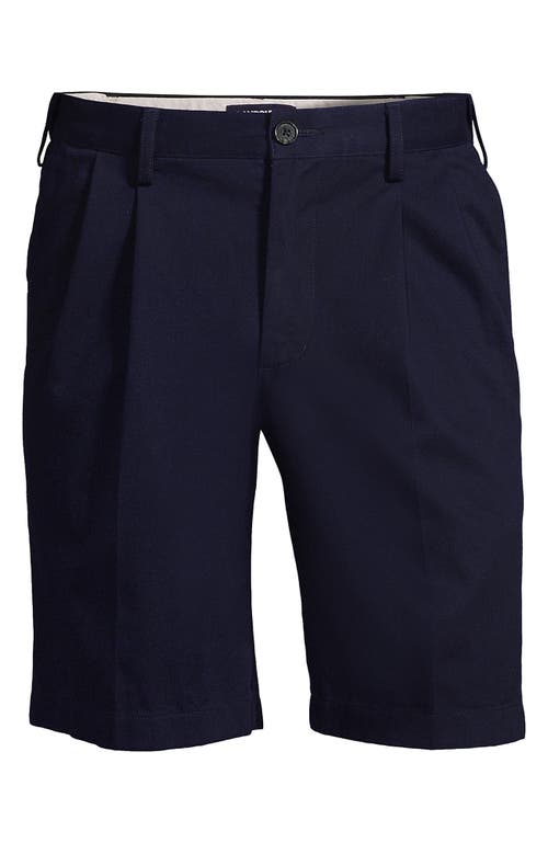 Shop Lands' End Comfort Waist Pleated 9" No Iron Chino Shorts In Radiant Navy