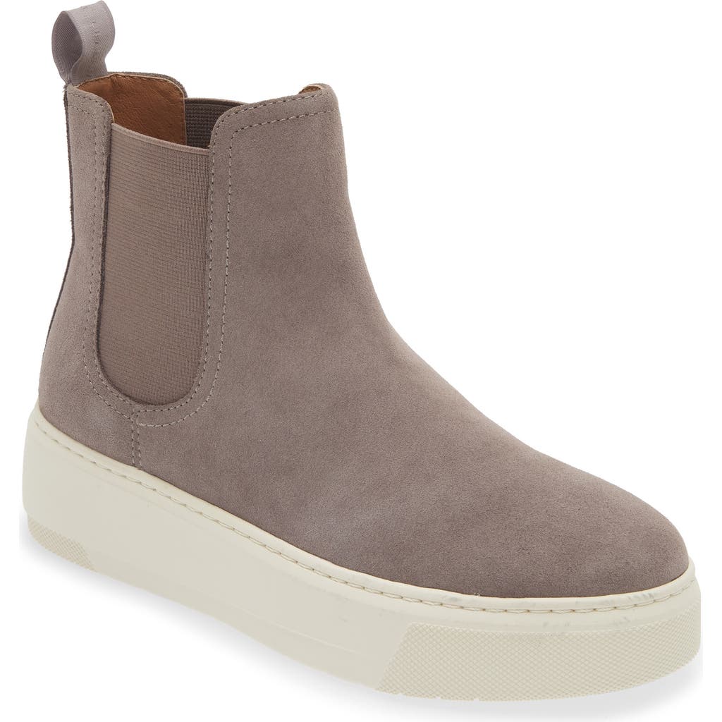 Frankie4 Crawford Platform Chelsea Boot In Dark Taupe Suede