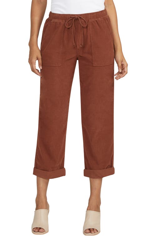 Relaxed Fit Cotton Corduroy Ankle Drawstring Pants in Cappucino