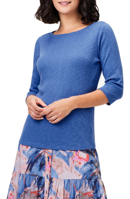 Shop Nzt By Nic+zoe Boat Neck Cotton T-shirt In Morning Glory