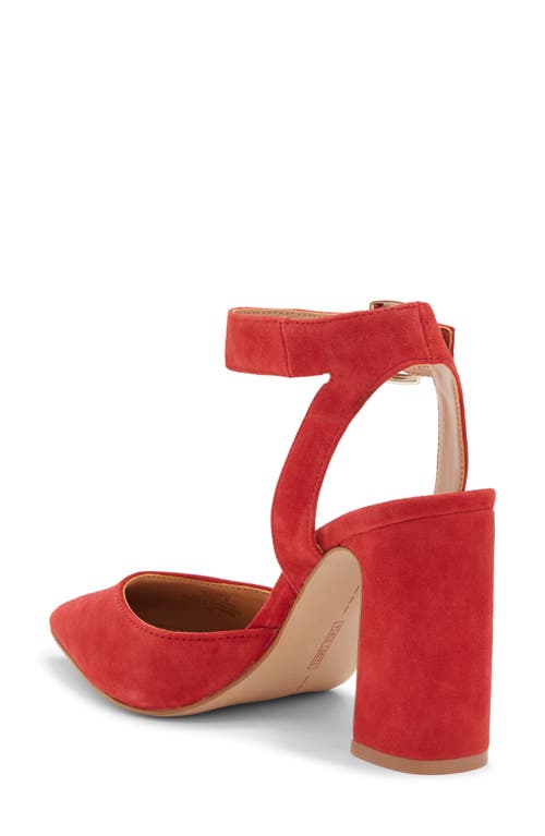 Vince Camuto Alarica Ankle Strap Pointed Toe Pump In Flame Torano Suede