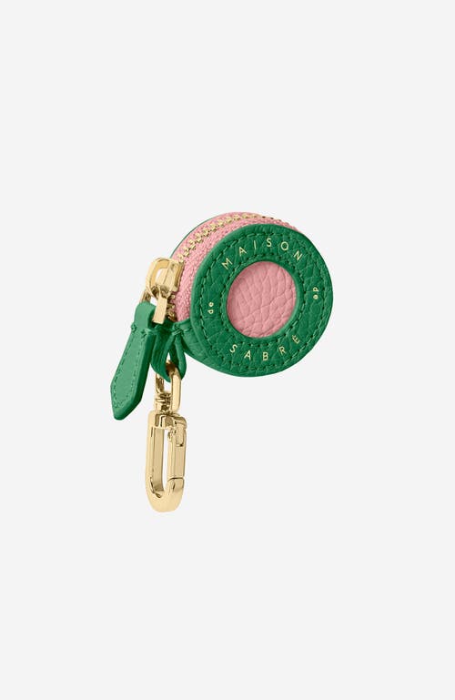 Maison De Sabre Leather Airtag Charm In Emerald Pink