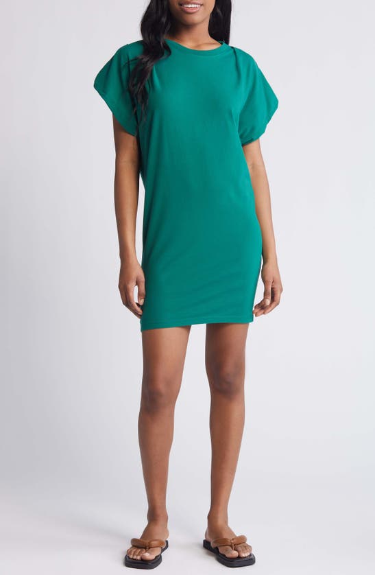 Shop Nation Ltd Layne Crewneck Pima Cotton Blend T-shirt Minidress In Verdant Green