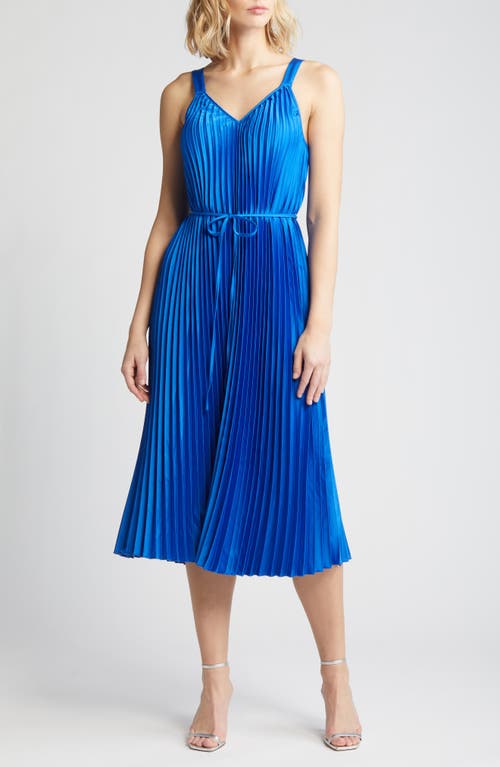 Sam Edelman Plissé Tie Waist Satin Dress at Nordstrom,