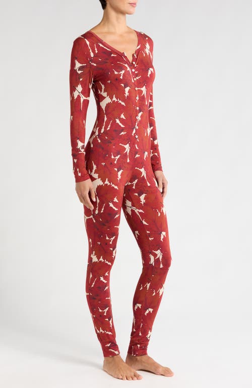 Shop Kilo Brava Long Sleeve One-piece Pajamas In Fallen Leaves