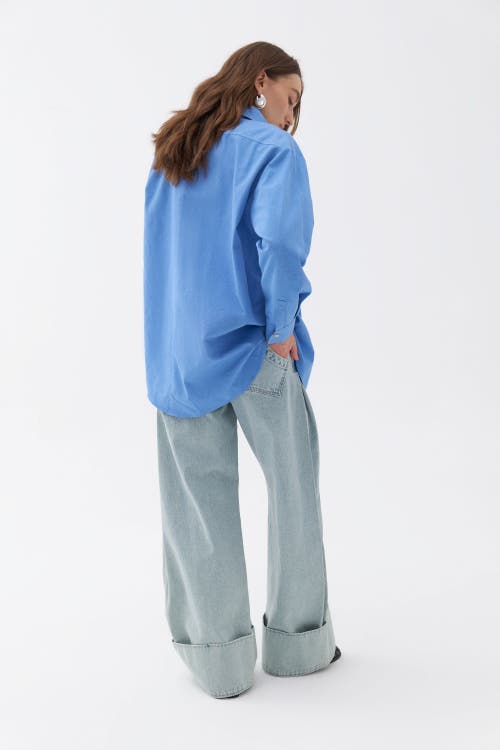 Shop Nocturne Oversized Button-up Shirt In Blue