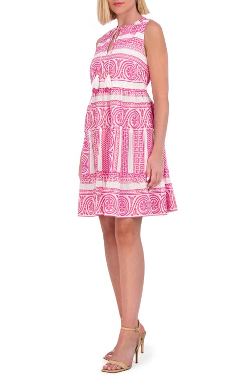 Geometric Cotton Jacquard Dress in Pink