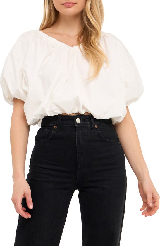 Endless Rose Puff Crop Blouse In White