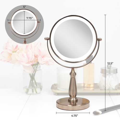 Zadro Lighted Makeup Mirror With 8x/1x Magnifications In Rose Gold