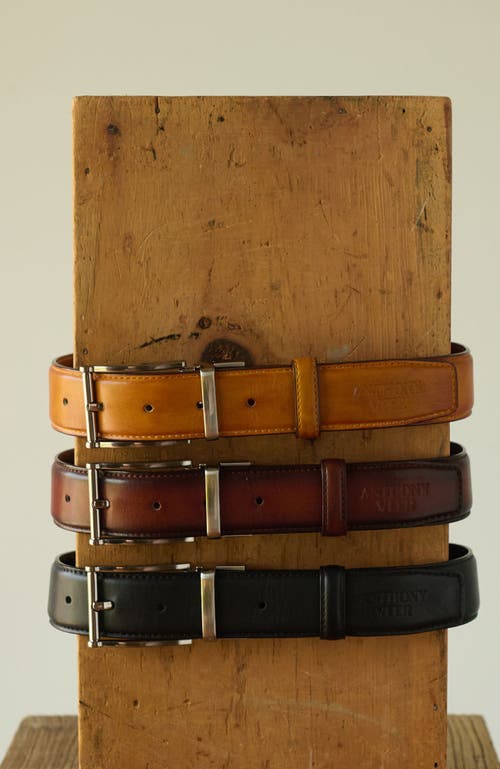 Anthony Veer Bari Leather Belt In Tan Antique