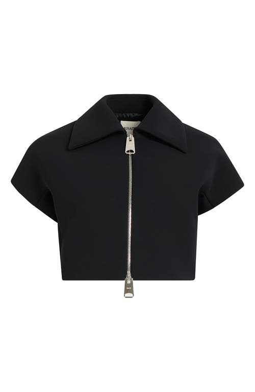 Khaite Robin Cropped Zip-front Top In Black