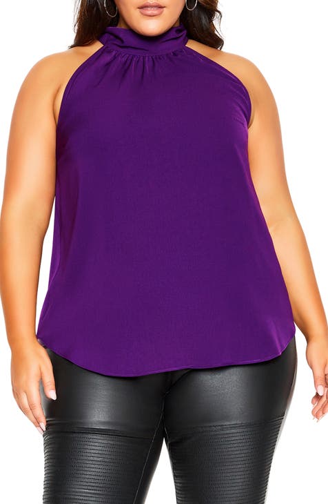 Plus Size Purple 'Los Angeles' Oversized Tunic T-Shirt Dress