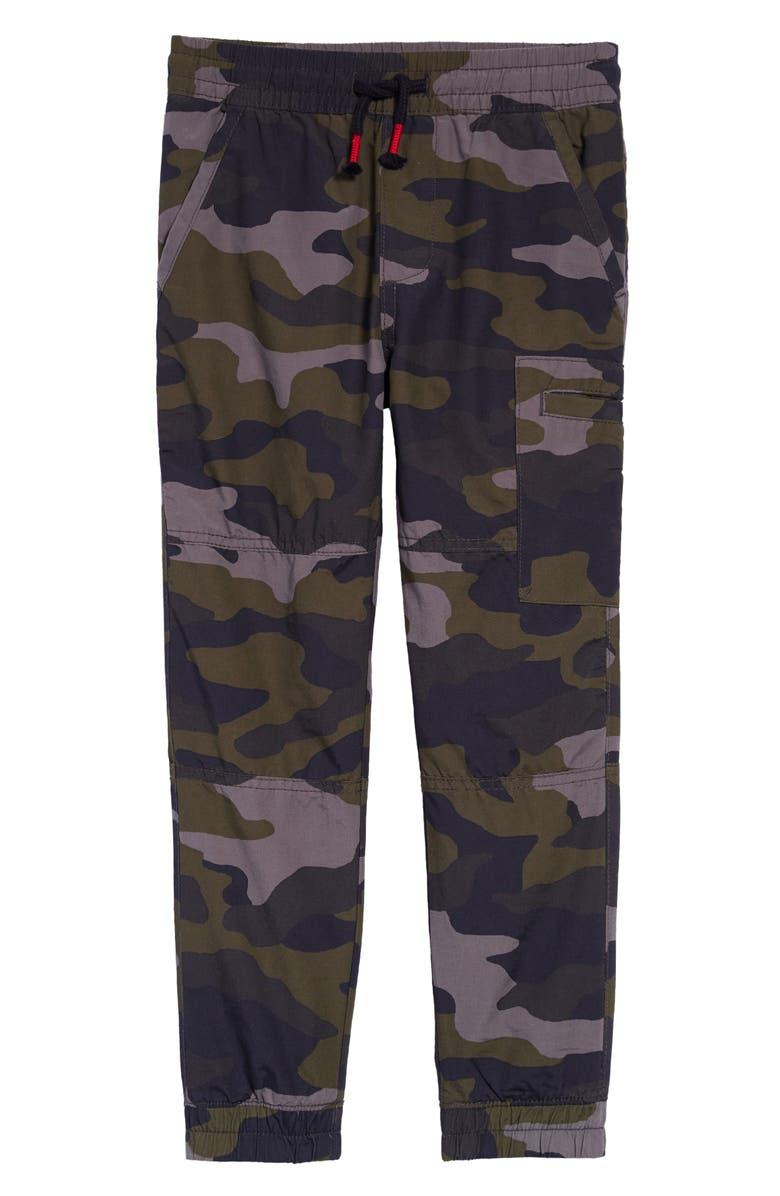TUCKER + TATE Kids' Drawstring Waist Print Pants, Main, color, GREY ONYX CAMO