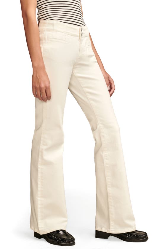 Lucky Brand Womens Pockets Buttons Flared Jeans In Bright White