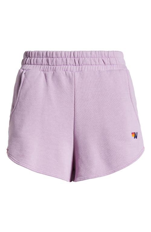 Shop Aviator Nation 5-stripe Sweat Shorts In Mauve/pink Green