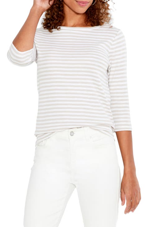 Brenda Rib Crew Neck Top in Ice Stripe