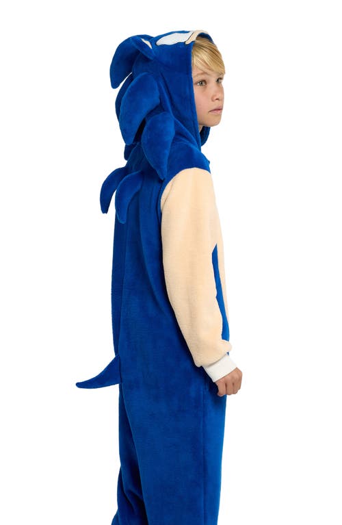 Shop Opposuits Kids' Sonic The Hedgehog® One-piece Hooded Jumpsuit In Blue