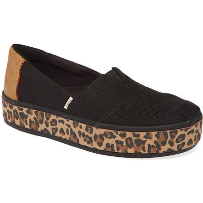 Toms Alpargata Boardwalk Platform Slip-On- Black