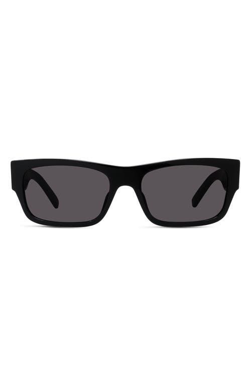 Givenchy Women's 4g 56mm Rectangular Sunglasses In Shiny Black/smoke