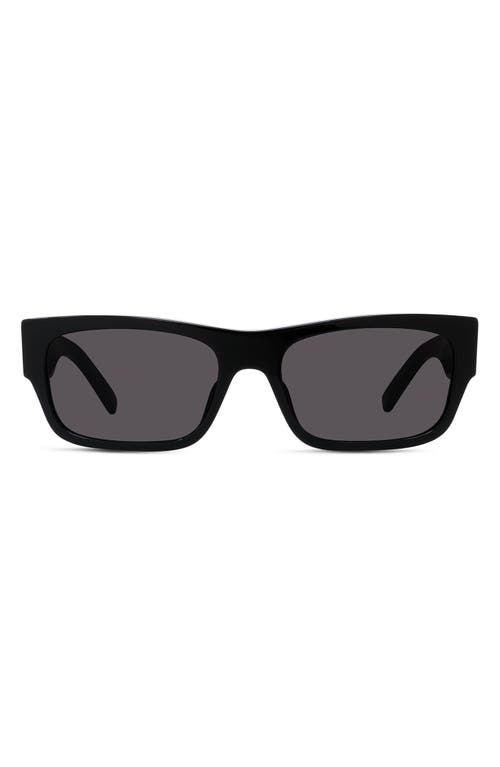 Shop Givenchy 4g Rectangular Sunglasses In Shiny Black/smoke