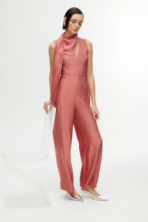 Nocturne Shawl Collar Detailed Jumpsuit in Rose at Nordstrom