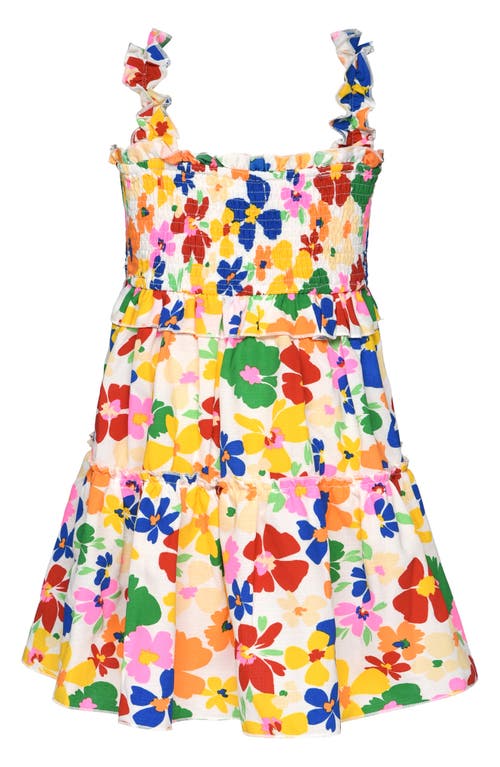 Shop Sara Sara Kids' Smocked Floral Print Dress In Pink/multi